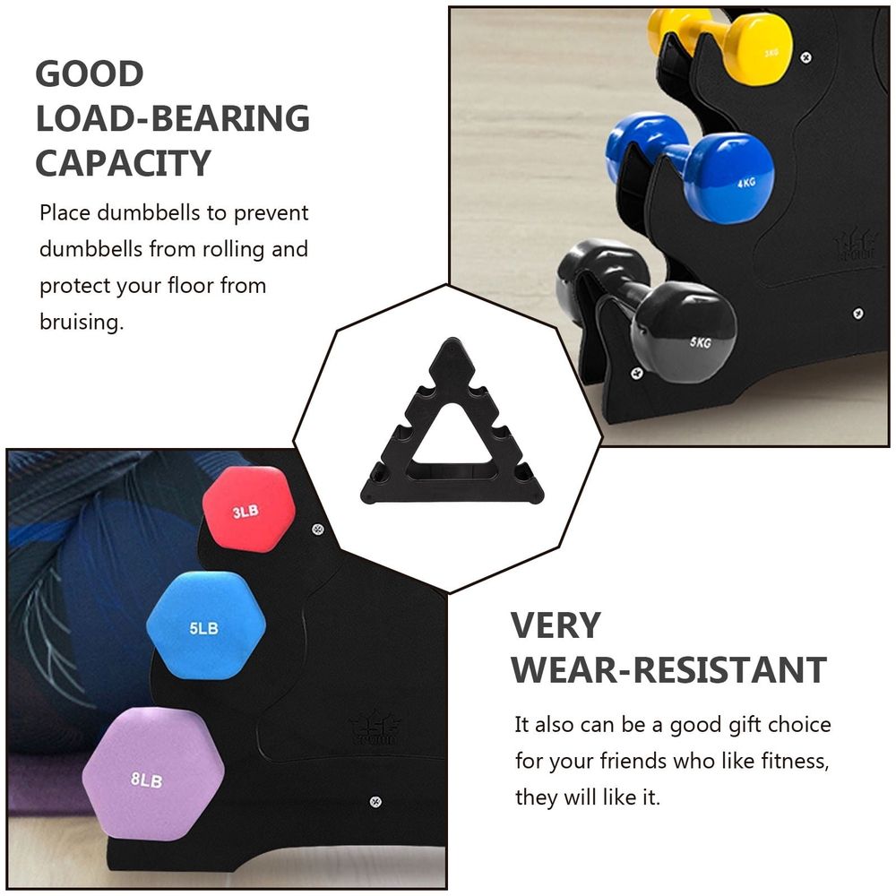 Black Plastic Dumbbell Rack for Storage Simple Design Wear Resistant 10.5x8.3x12.6 inches
