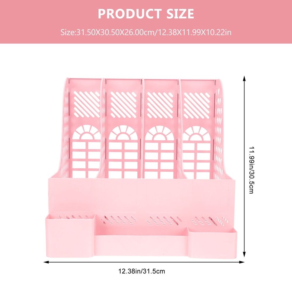 Plastic File Holder Organizer for Office and Student Use, Desktop Document Organizer and Magazine Storage Rack