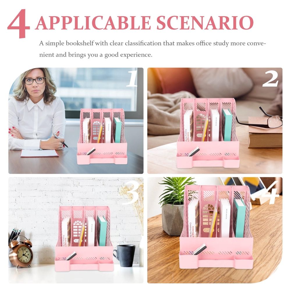 Plastic File Holder Organizer for Office and Student Use, Desktop Document Organizer and Magazine Storage Rack