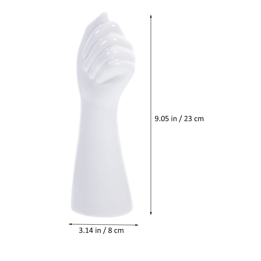 Plated Silver Ceramic Hand Vase Decorative Human Body Arm Sculpture for Desktop Decor
