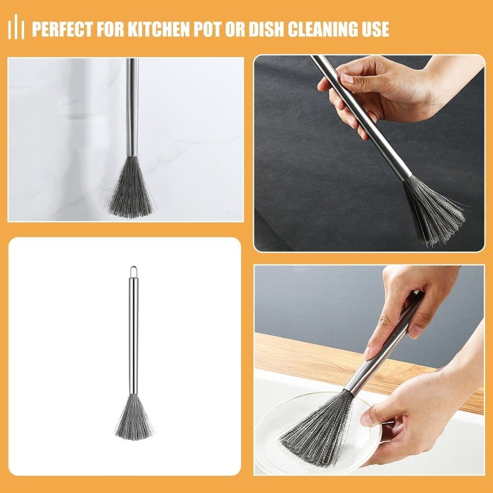 Stainless Steel Cleaning Brush Practical for Home Use 3Pcs Silver