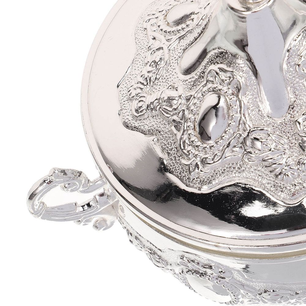 Stylish Plated Silver Condiment Jar with Spoon for Salt, Sugar, and Spices
