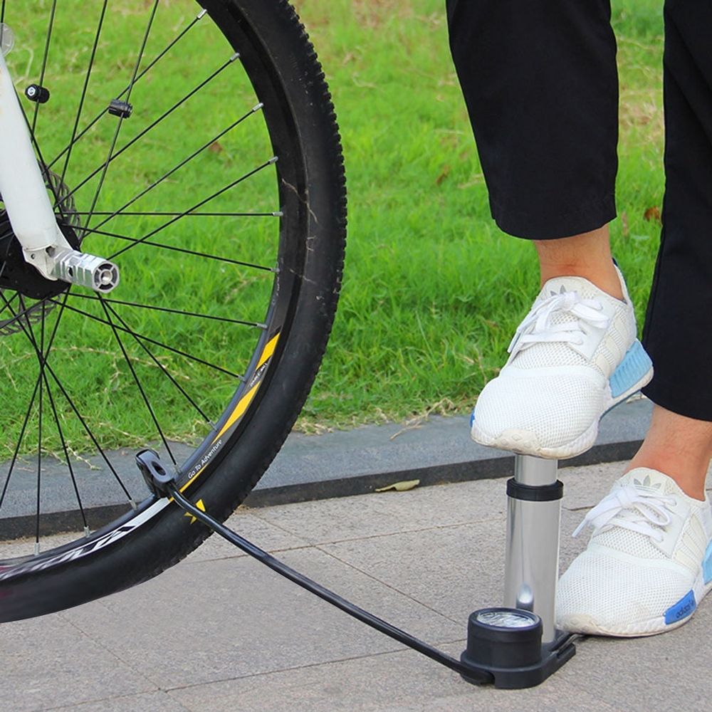 Plated Silver Aluminum Alloy Floor Pump for Bikes High Pressure Foot Inflator
