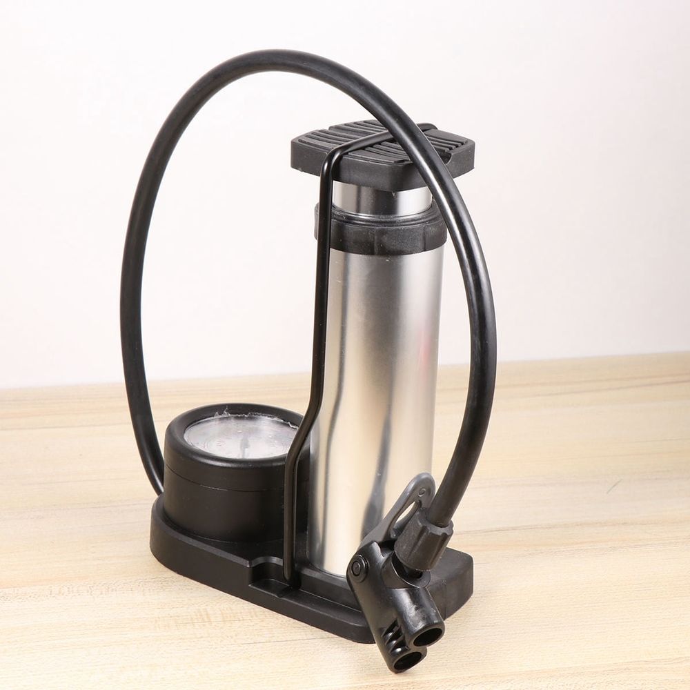 Plated Silver Aluminum Alloy Floor Pump for Bikes High Pressure Foot Inflator