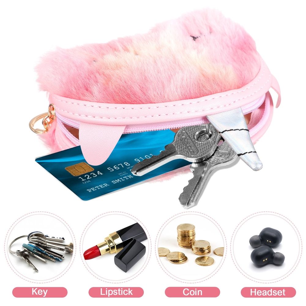 Plush Wallets for Girls, Assorted Colors, Soft Material, Cute Design, 2-Piece Set for Storage and Daily Use