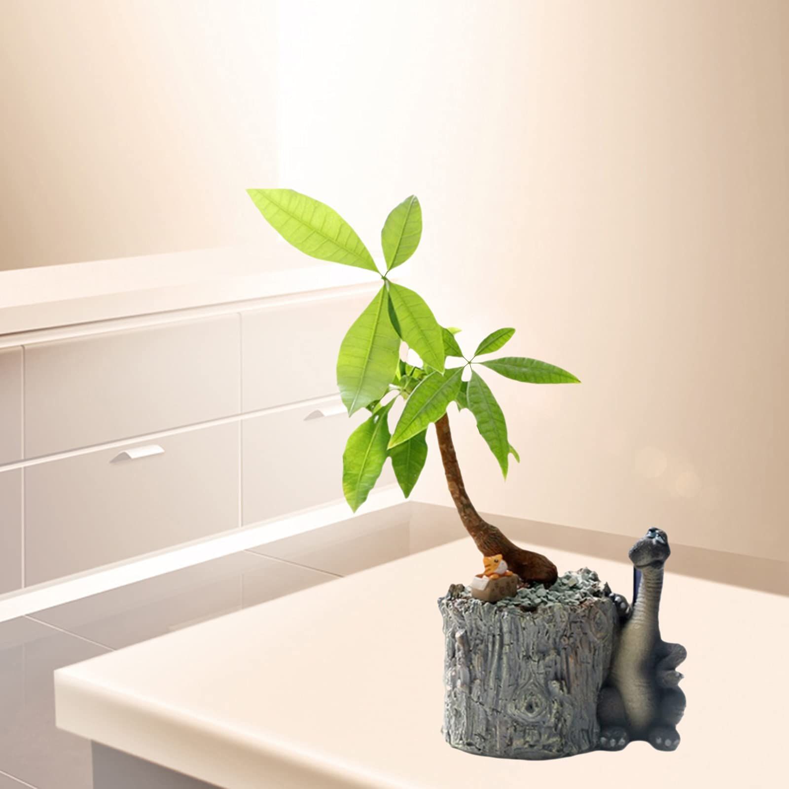 Dinosaur Shape Resin Flower Pot with Drain Hole for Succulent Plants, Animal Planters, Home Office, Indoor, Outdoor