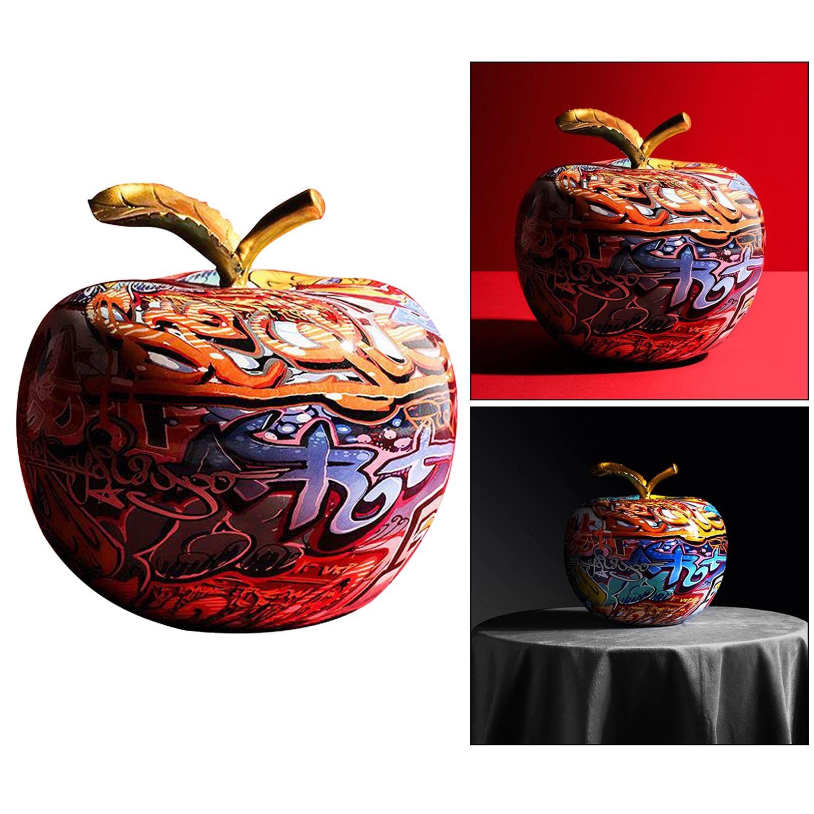 Modern Colourful Apple Resin Sculpture Creative Graffiti Simulation Apple Art Statue Decoration Birthday Gift 20 x 20 x 20 cm