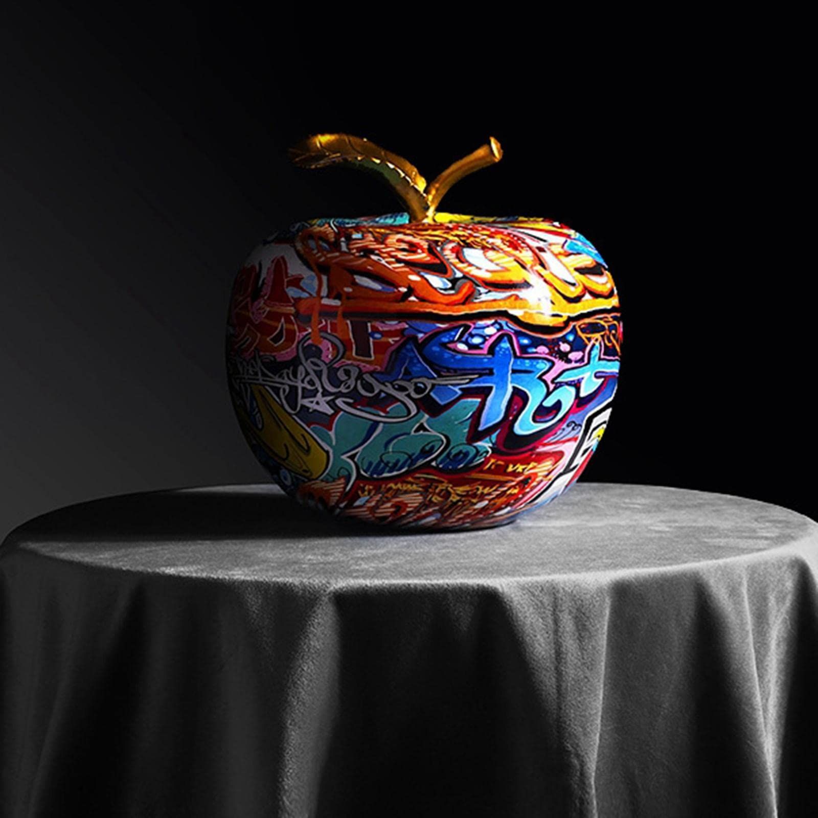Modern Colourful Apple Resin Sculpture Creative Graffiti Simulation Apple Art Statue Decoration Birthday Gift 20 x 20 x 20 cm