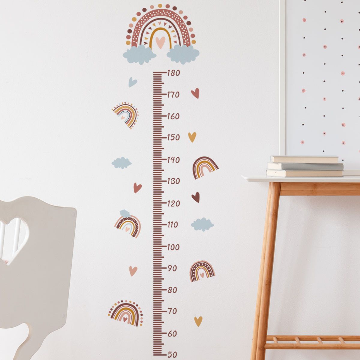 Rainbow Cloud Heart Height Growth Chart for Kids Removable Measure Wall Ruler for Children Nursery Wall Decor Baby Bedroom