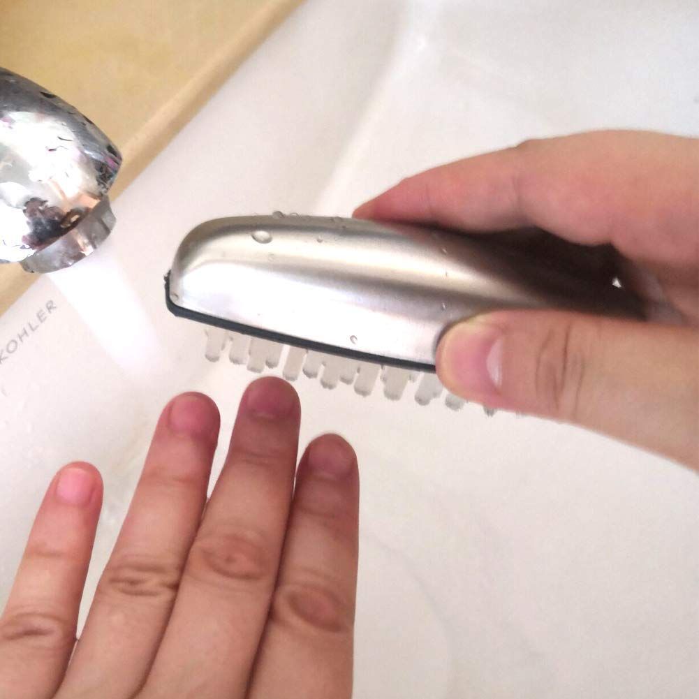 Nail Brushes for Cleaning, Stainless Steel Fingernail Cleaner, Hand Nail Toes Cleaning and Scrubbing Brushes, Pedicure Nail Scrubber