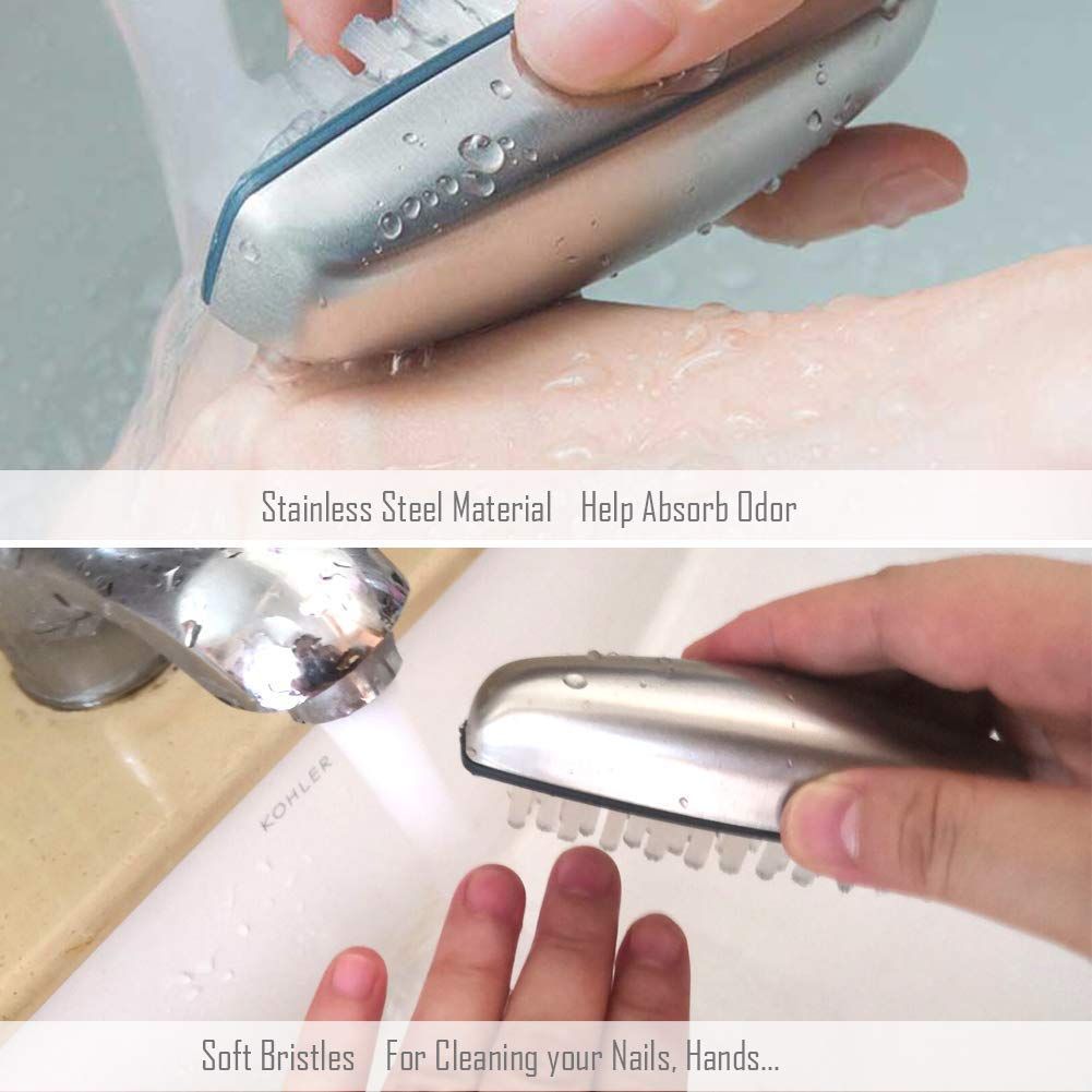 Nail Brushes for Cleaning, Stainless Steel Fingernail Cleaner, Hand Nail Toes Cleaning and Scrubbing Brushes, Pedicure Nail Scrubber