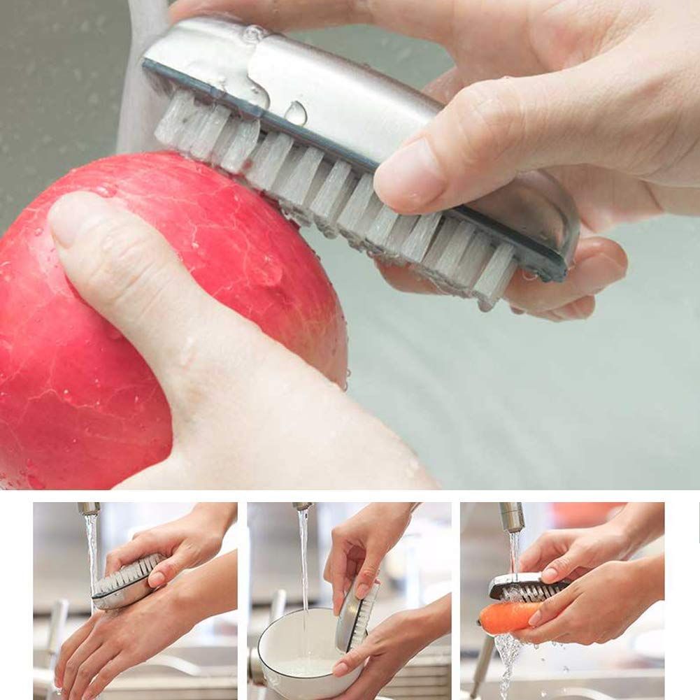Nail Brushes for Cleaning, Stainless Steel Fingernail Cleaner, Hand Nail Toes Cleaning and Scrubbing Brushes, Pedicure Nail Scrubber