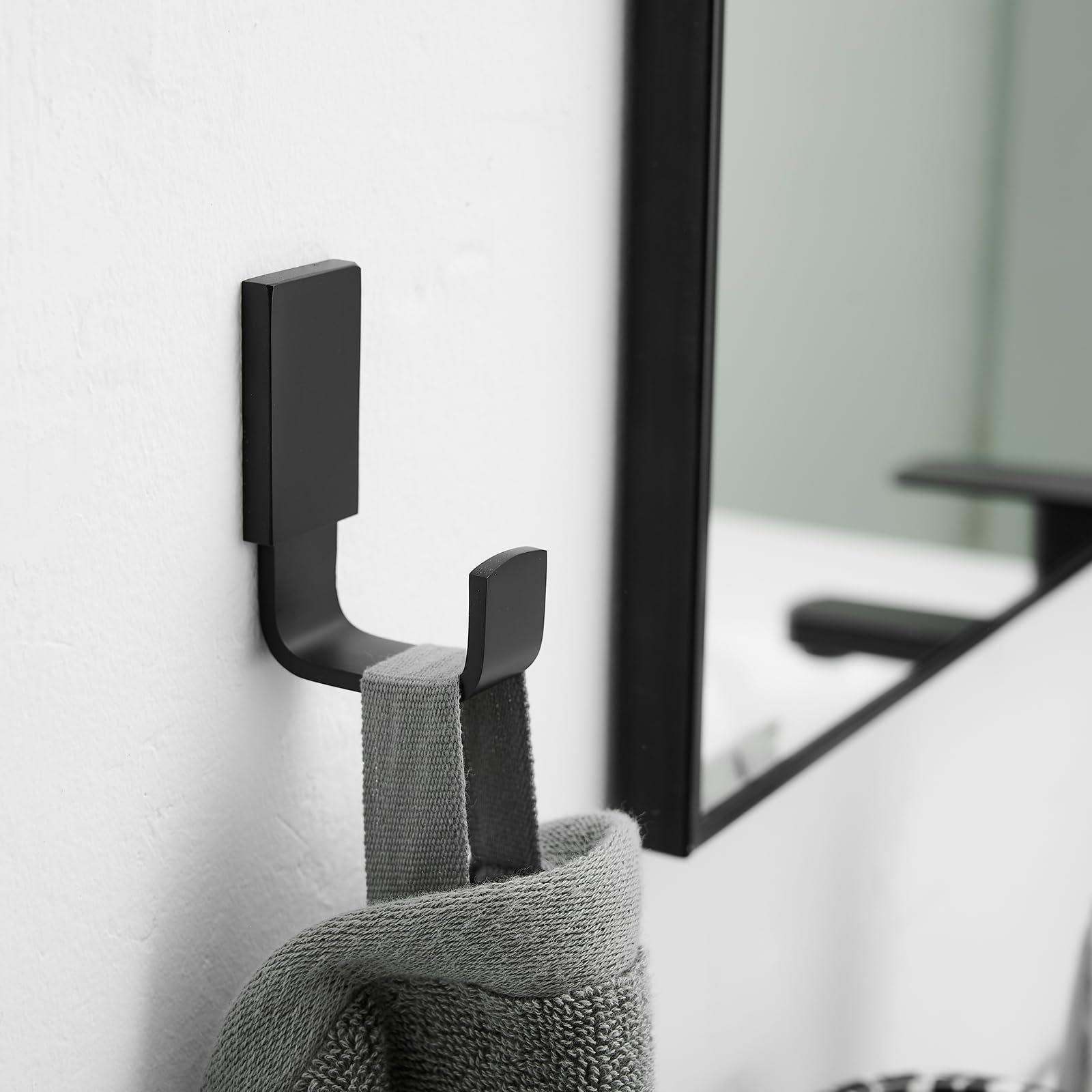 Clothes Hook Single Towel Hook for Bathroom Kitchen Garage Square Style Robe Hook Coat Hook Hat Hook, Self Adhesive