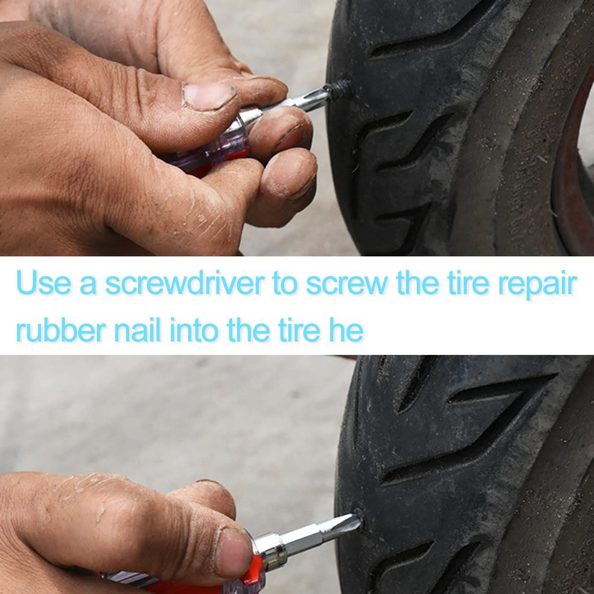 Tire Repair Rubber Nail, 20 Pieces Vacuum Tire Repair Kits Spiral Rubber Nails, for Car Motorcycle Fast Tire Repair Tools