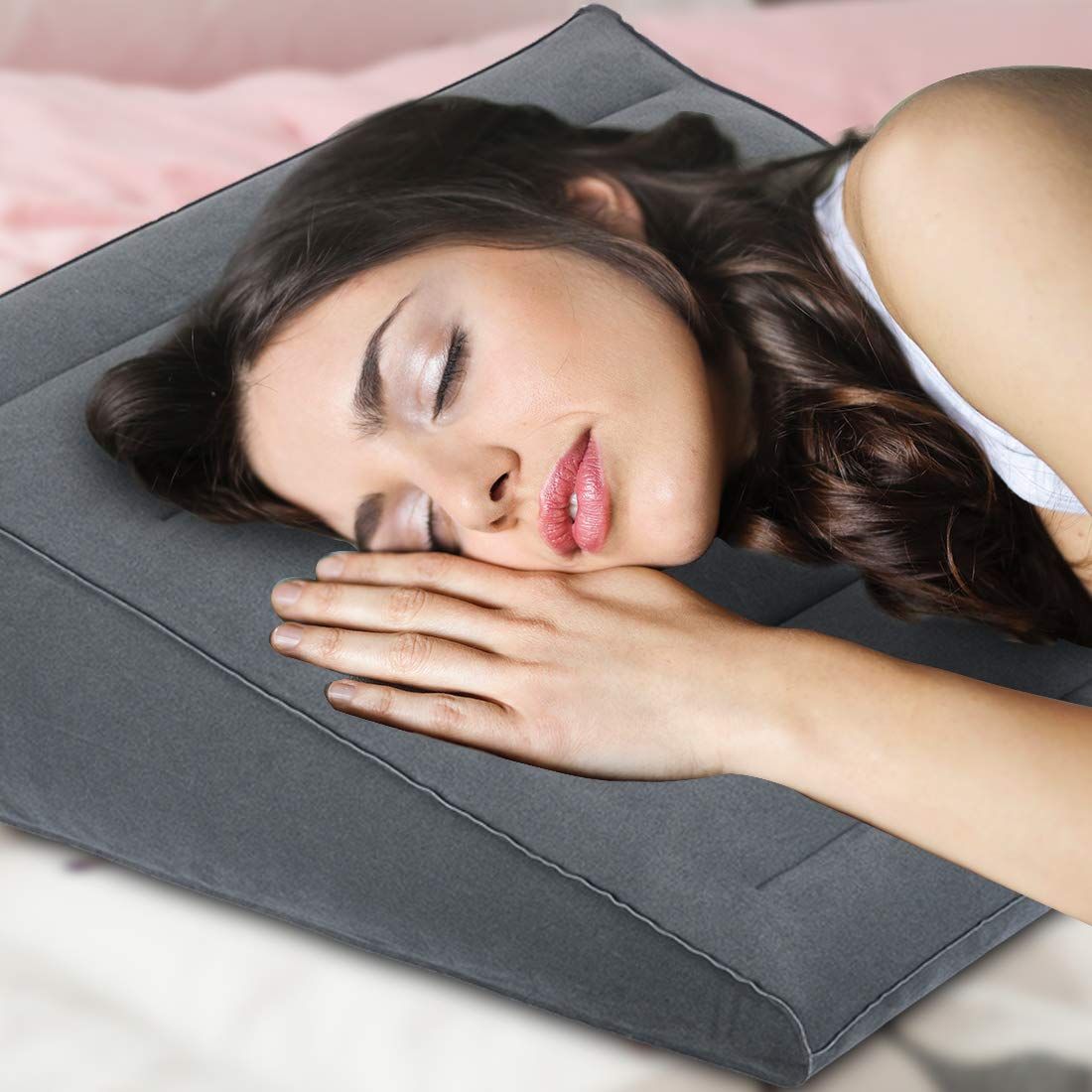 Inflatable Wedge Pillow - Fast Inflating/Deflation Through The Valve, Suitable for Travel/Inflatable Portable Bed Wedge
