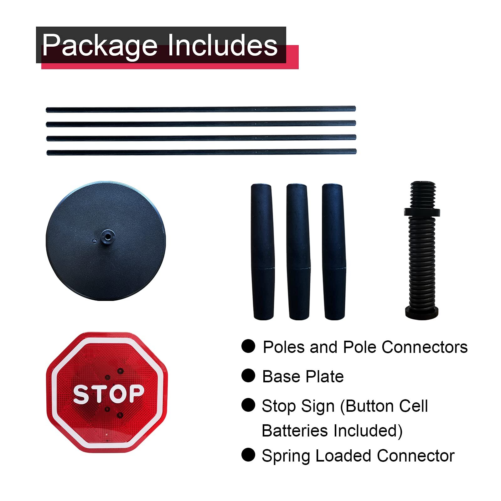 Parking Garage Flashing Stop Sign - Stop Sign for Garage Parking, Adjustable Height Parking Assist, LED Garage Car Stop , 1-Pack