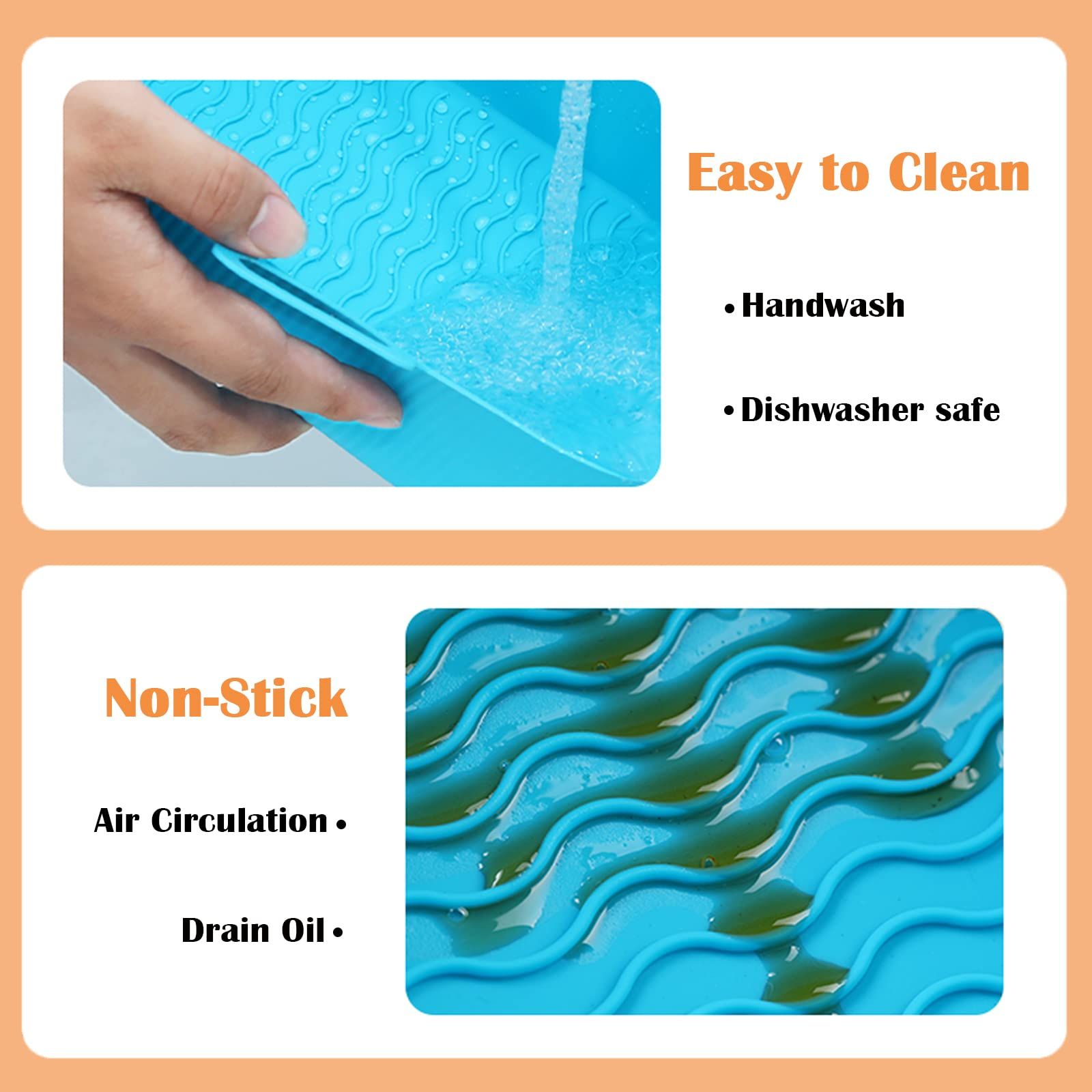 4PCS Air Fryer Silicone Liners,Dual Air Fryer Silicone Pot for 8 QT,Heat Resistant Rectangular Silicone Air Fryer Basket