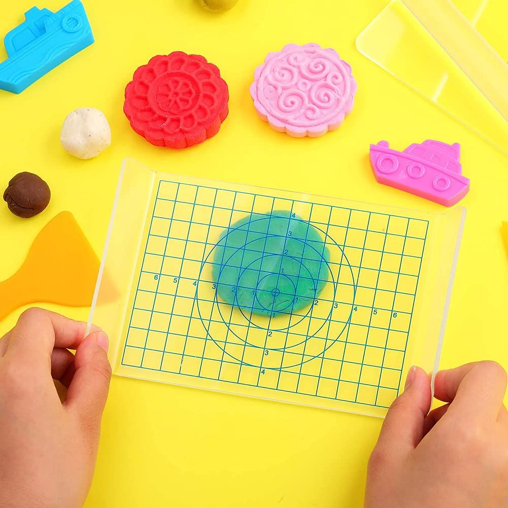 1PC Acrylic Sheet Backing Board with Grid Clay Pottery Craft Tool for Shaping and Sculpting Handmade DIY Tool Accessories
