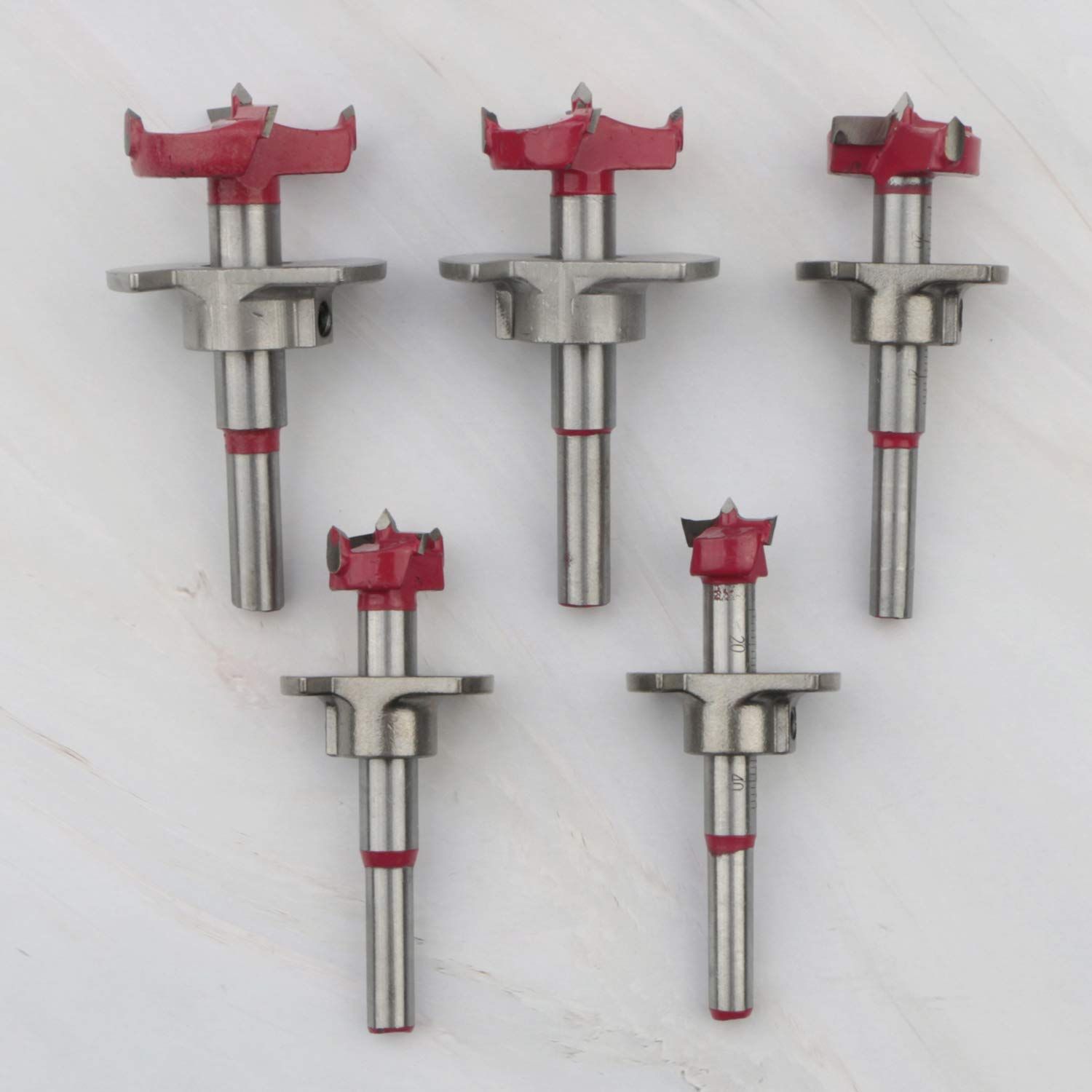 5Pcs 15-35mm Professional Drill Bit Set with Storage Case, High Carbon Steel Round Shank Woodworking Hole Saw Wood