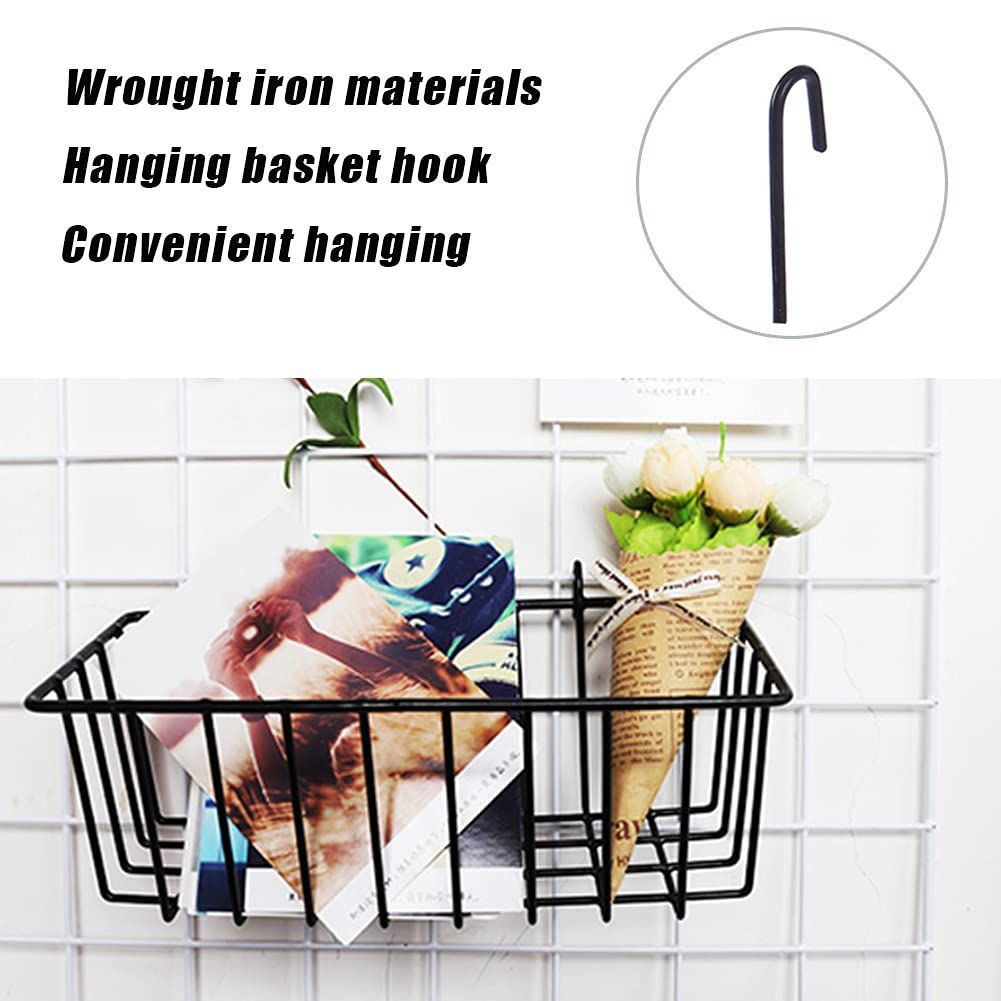 3 Pack Wall Grid Panel Hanging Wire Basket,Wall Storage and Display Basket,Grid Wall Storage Basket for Kitchen,Black