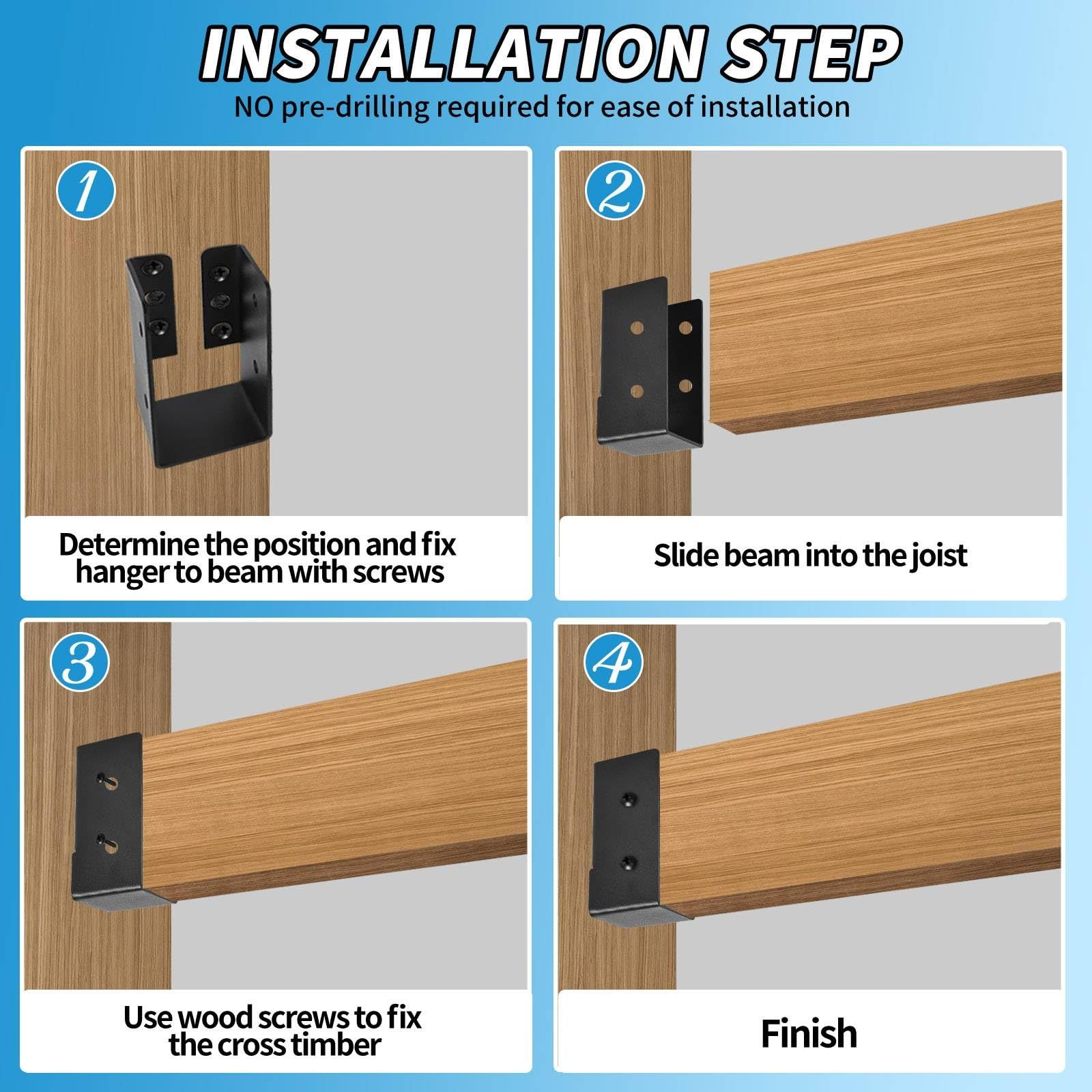 Concealed Joist Hanger 8PCS,2"x4" Joist Bracket,Framing Bracket,Railing Brackets,-Joist Hanger Fit for Beam,Swing, Handrail,Fence