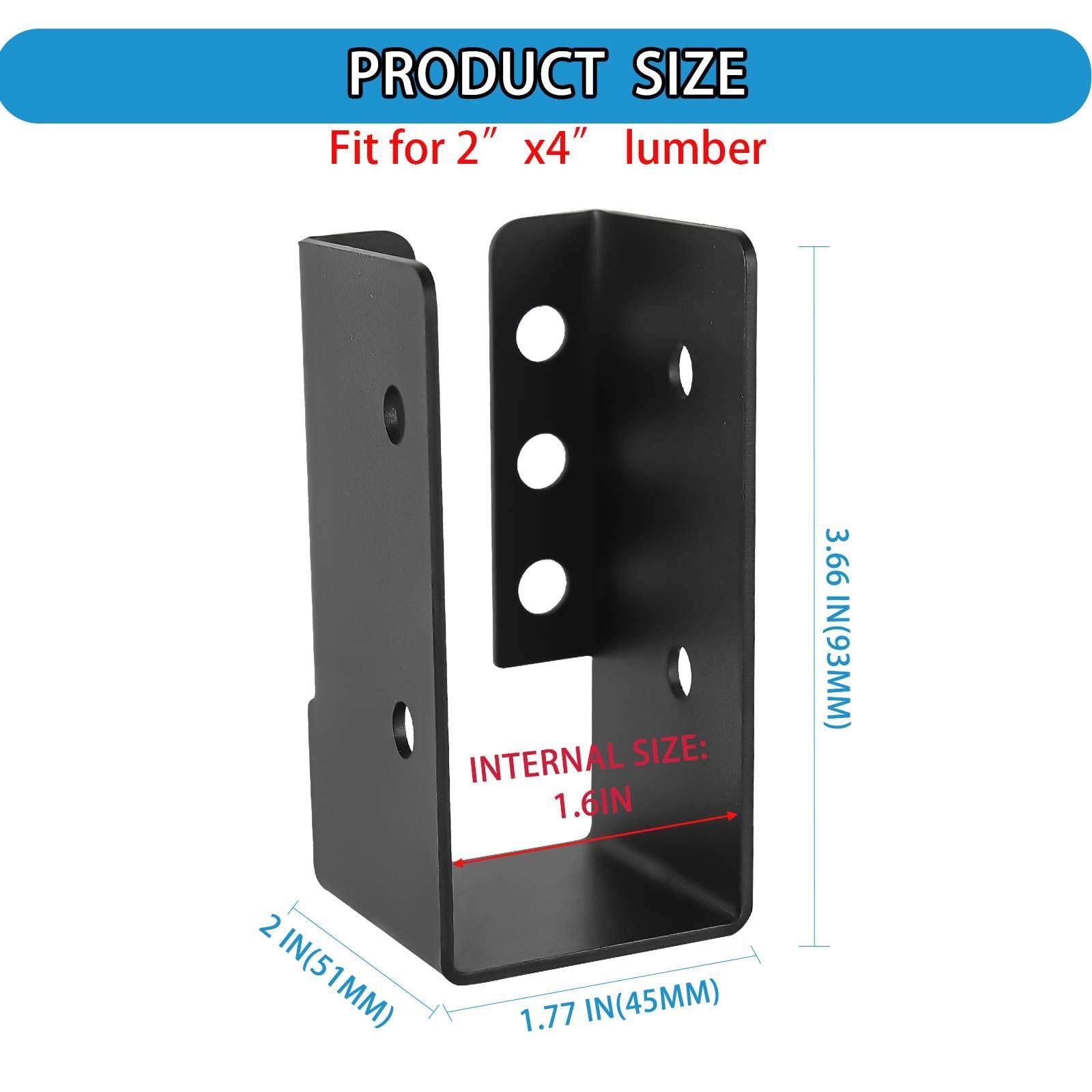 Concealed Joist Hanger 8PCS,2"x4" Joist Bracket,Framing Bracket,Railing Brackets,-Joist Hanger Fit for Beam,Swing, Handrail,Fence