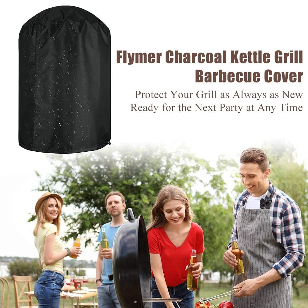 Heavy Duty Waterproof Charcoal Kettle Grill Cover 28" D Barrel Cover with Drawstring Oxford cloth barbecue cover