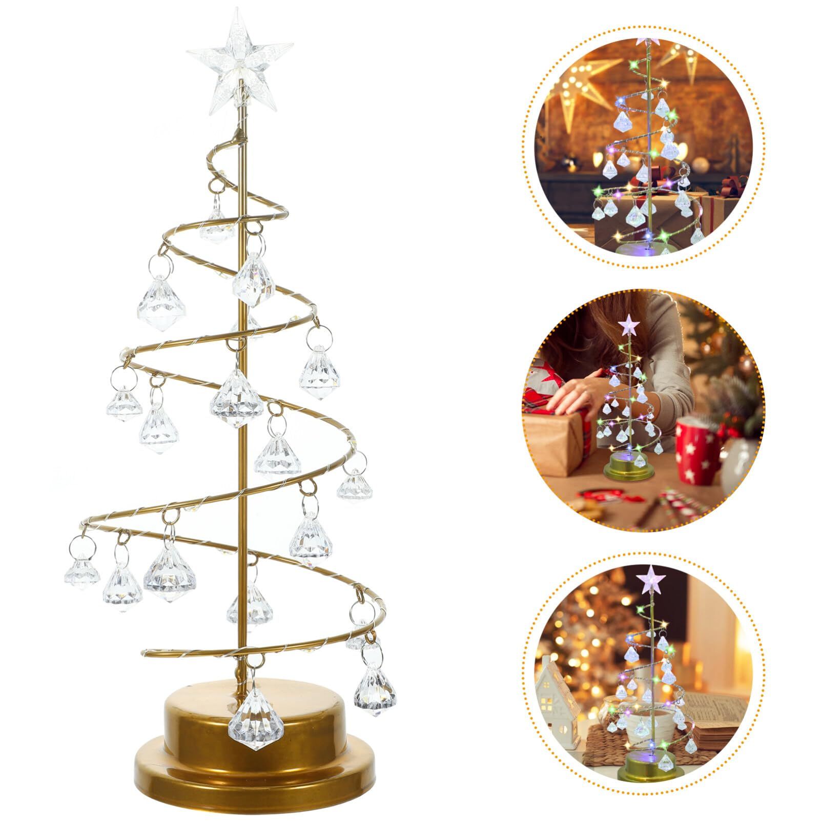 LED Spiral Christmas Tree Crystal Spiral Christmas Tree with Led Lights Xmas Tree Lamp Night Light for Holiday Party Table