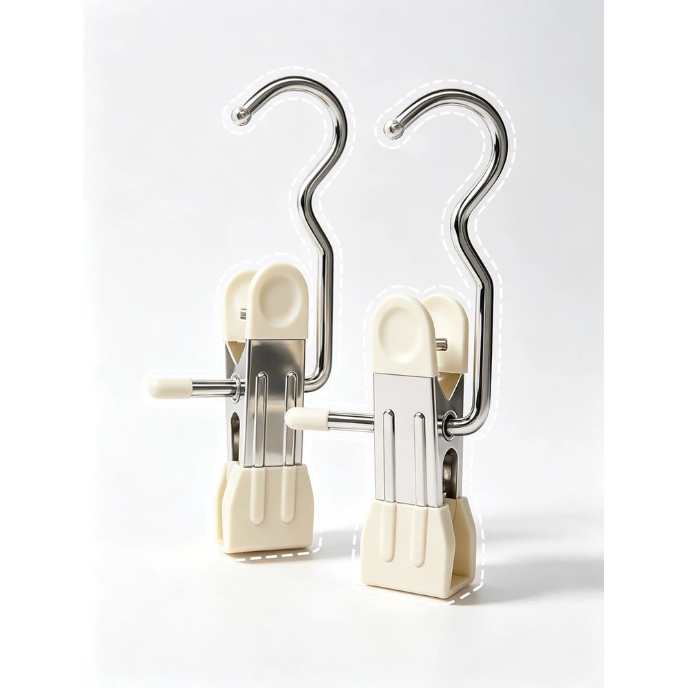 10 Pcs Space-Saving , Head Clamp Dipped Hanger for Closet Hooks Garment Clip Hat Pants Storage Hanging Travel Hook (White)