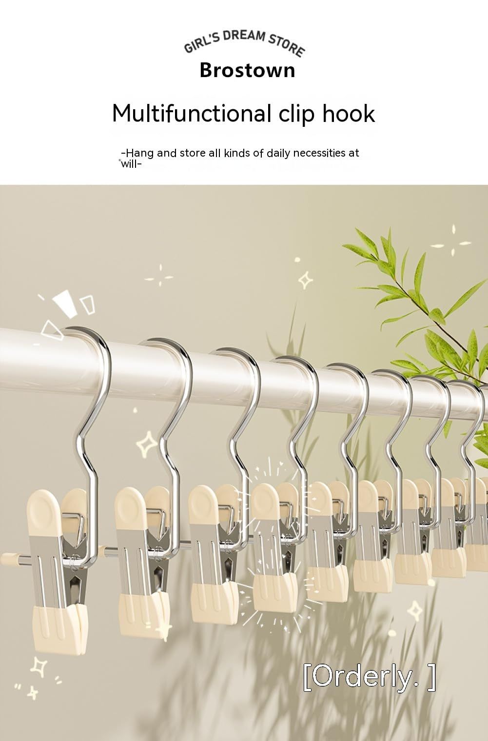 10 Pcs Space-Saving , Head Clamp Dipped Hanger for Closet Hooks Garment Clip Hat Pants Storage Hanging Travel Hook (White)