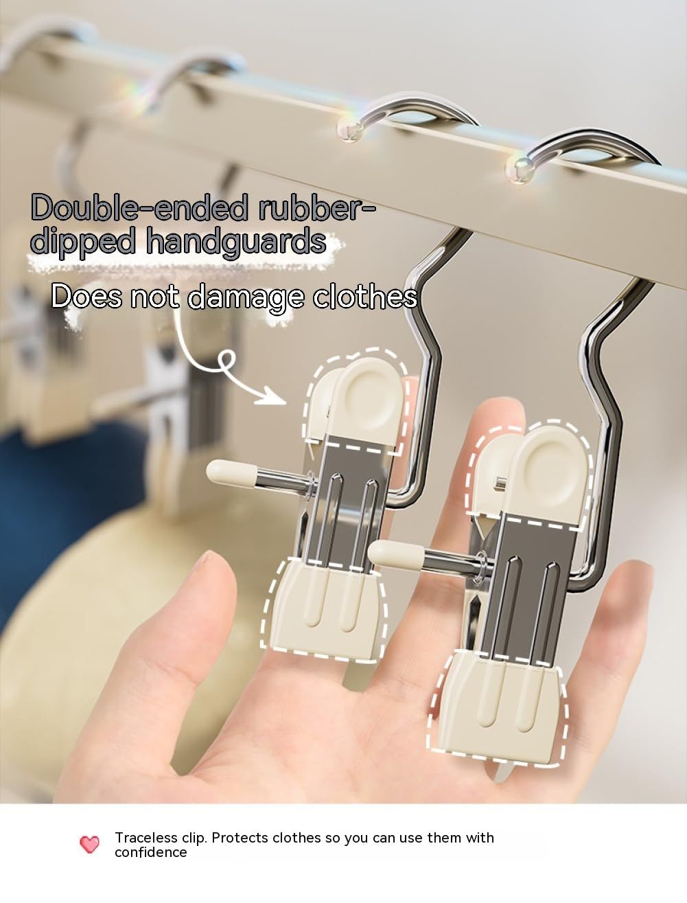 10 Pcs Space-Saving , Head Clamp Dipped Hanger for Closet Hooks Garment Clip Hat Pants Storage Hanging Travel Hook (White)