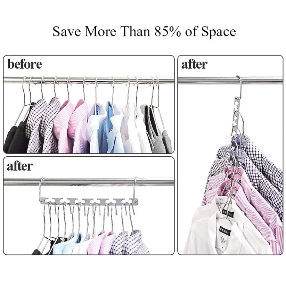6pcs Magic Clothing Sturdy Metal Hangers Wardrobe Closet Organizer Space Saving Hanger Pack of 6 Cascading Hangers
