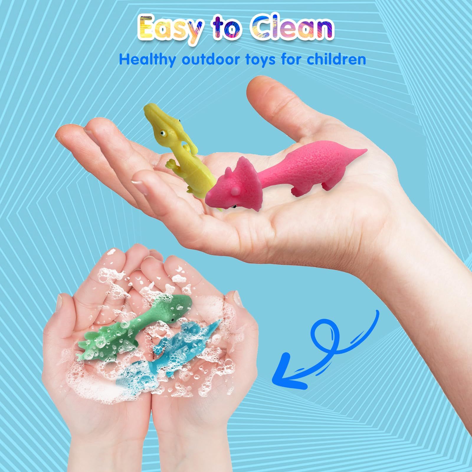 24PCS Rubber Flving Dinosaur Toys Finger Slingshot Animal Toys Animal Slingshots Catapult Toys Dino Shooter Game Stretchy Toy