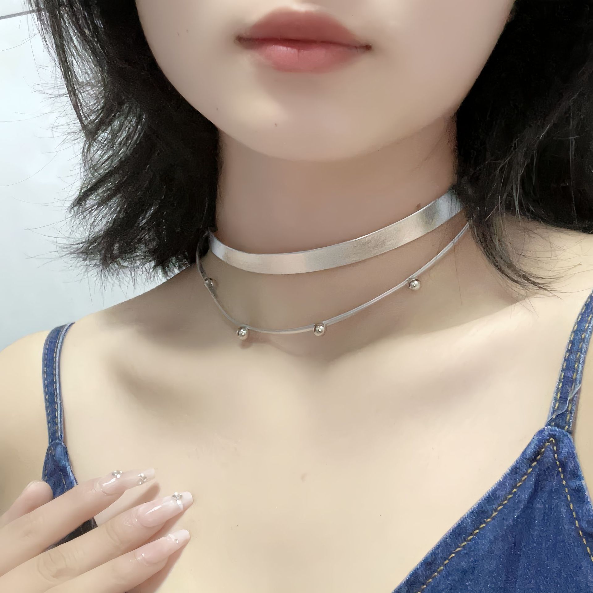 Herringbone Necklace Snake Chain Necklace Layered Gold Herringbone Flat Snake Chain Choker Necklace Thin Chunky Chain Necklace