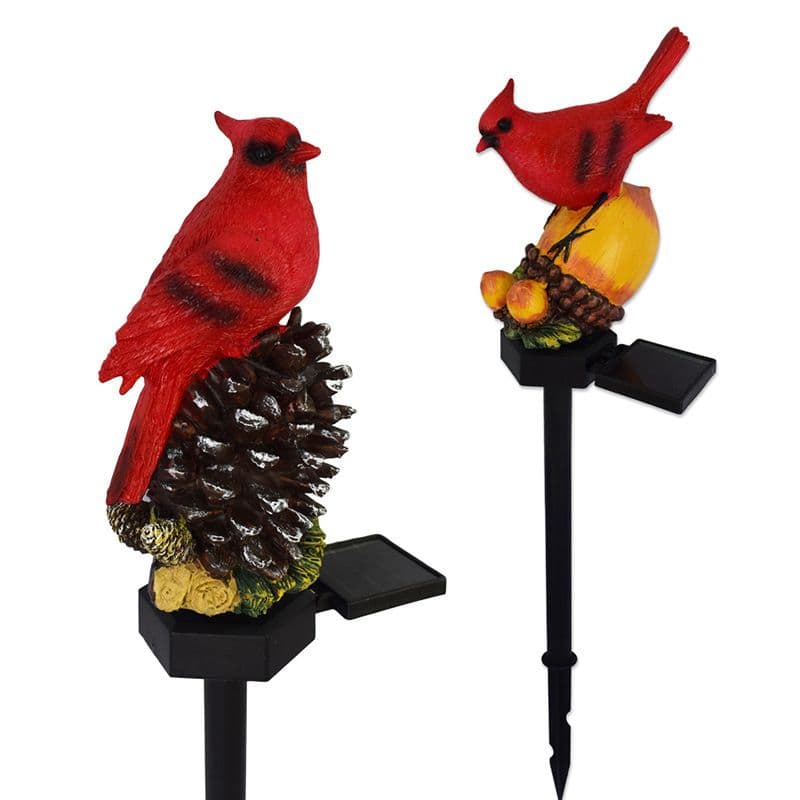 Solar Garden Decor Waterproof Red Bird Figurine Solar Stake Lights for Outside Outdoor Yard Patio Lawn Porch Cemetery Grave(Nut)
