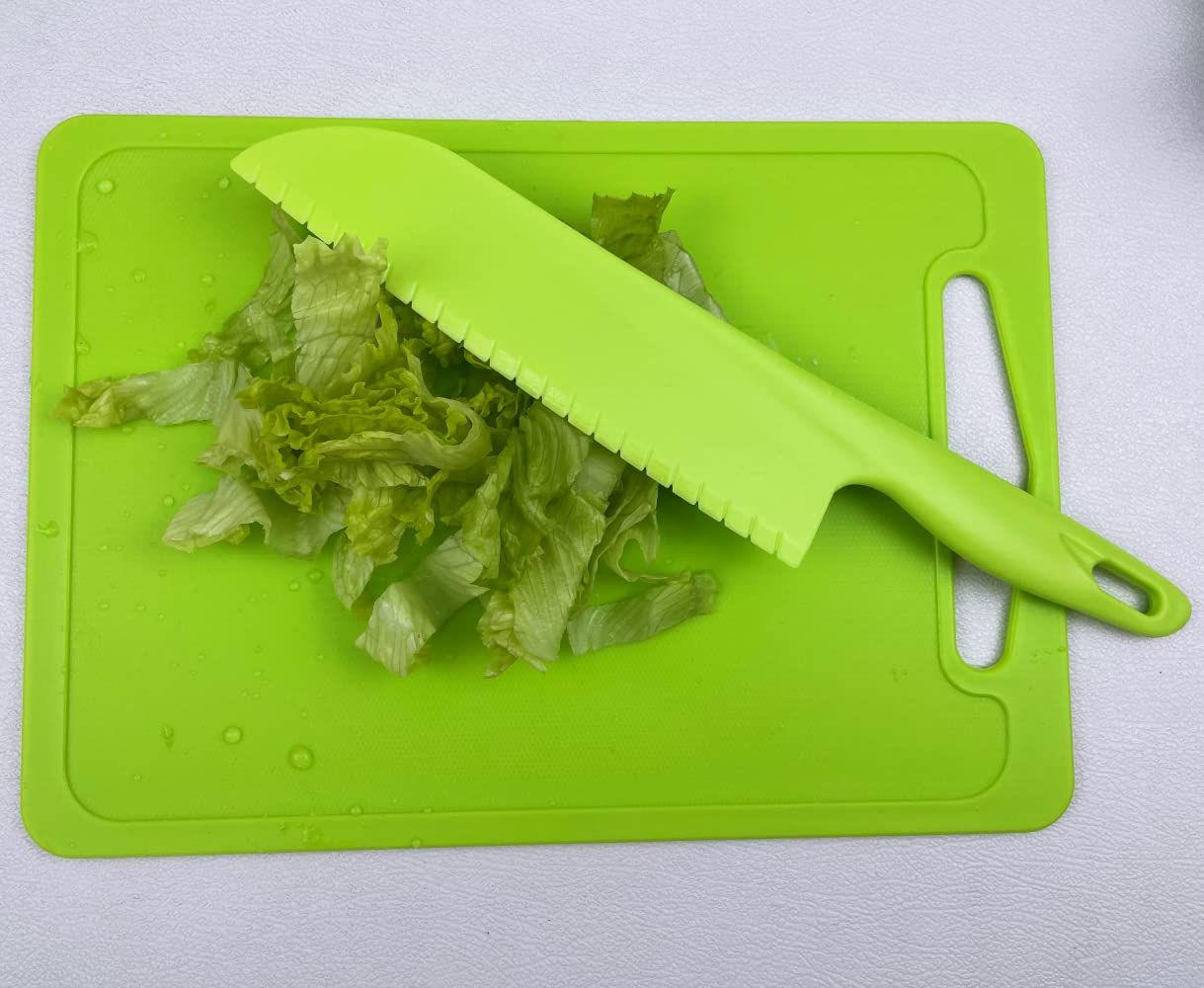 Lettuce Knife to Prevent Browning,Plastic Serrated Kitchen Knife for Veggies, Salad, Fruit, Bread or Cake,Green