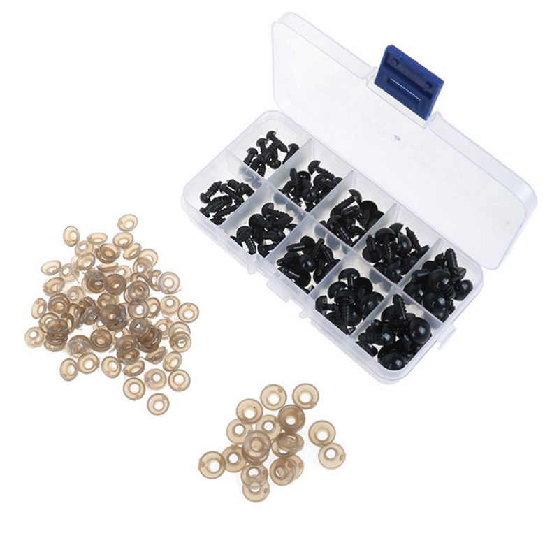 100pcs 6-12mm Black- DIY Safety Eyes for Stuffed Animal Puppets DIY Craft Doll Eyes Making Accessories