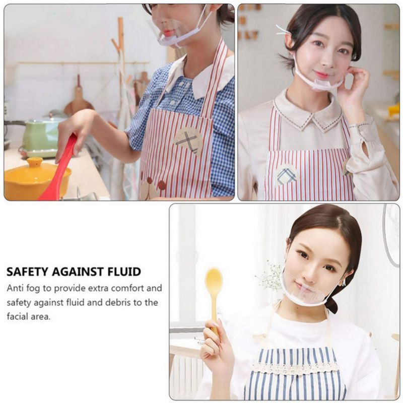 Clear Mask Face Shield Reusable 1 Set 10 Replacement Clear Face mask Shield Food Handlers Anti-Fog Transparent Mask