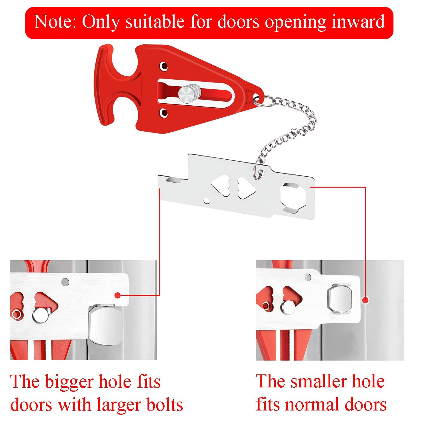Portable Door Lock for Hotel Home Apartment, Door Blocker Security No Drill Door Lock for Privacy and Safety Portable Safety Locks