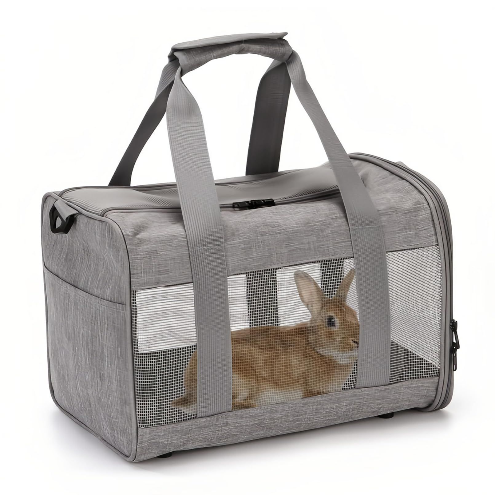 Small Pet Carrier, Guinea Pig Carrier, Bunny Carrier for Travel Camping Outdoor, Breathable Pet Portable Hand Bag （ Gray）
