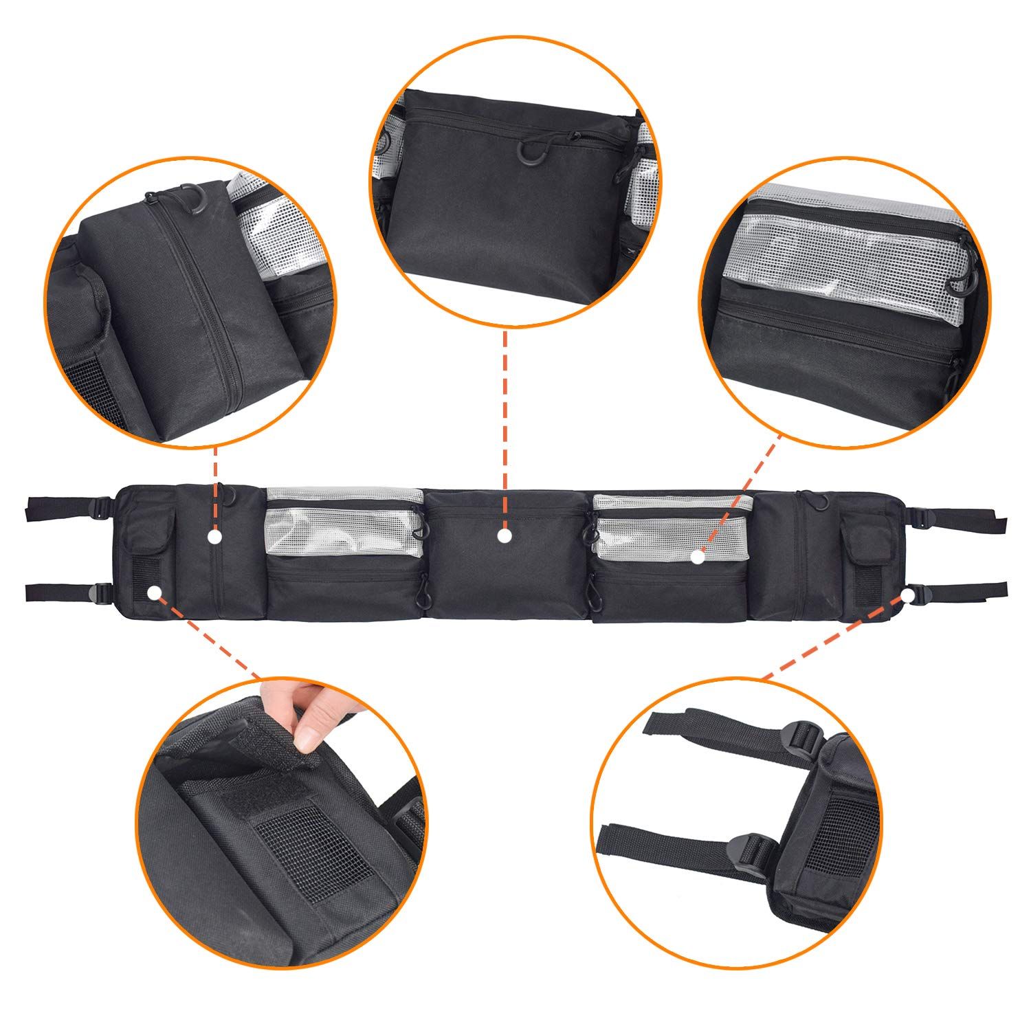 UTV Roll Cage Organizer Case, Cargo Rear Storage Bag Gear Bags,Tools Storage Solution for Most Full Size UTVs and UTVs