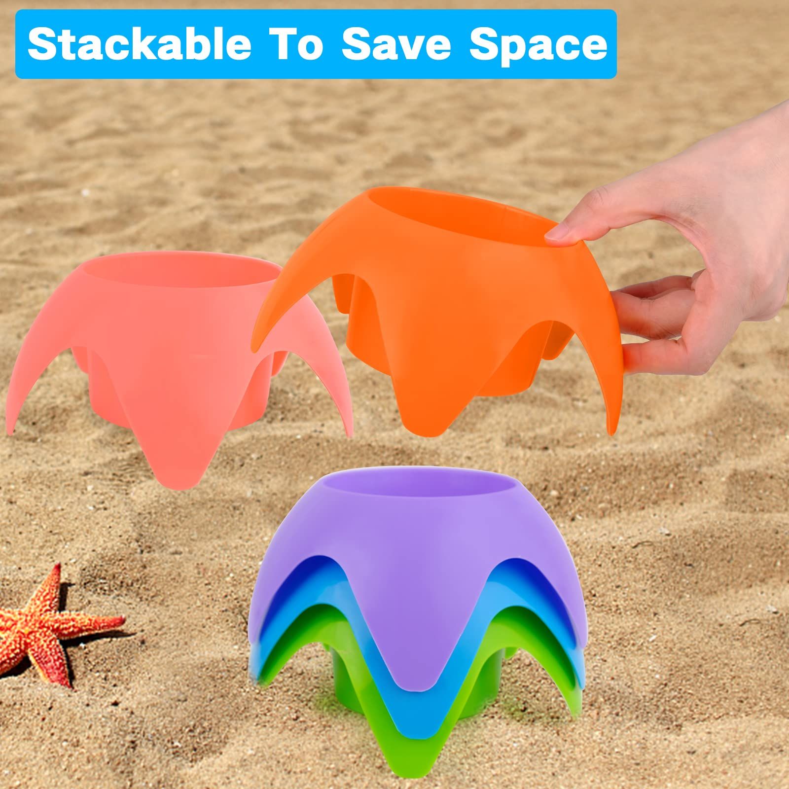 Beach Cup Holder-Beach Accessories for Vacation Beach Drink Holder Sand Cup Holder Beach Essentials Must (Multi-Color,5 Packs)
