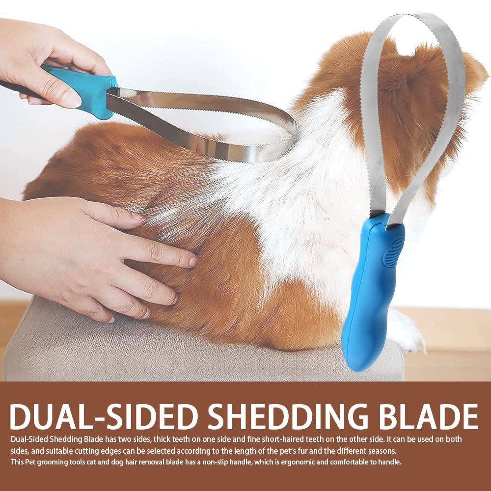 Dual-Sided Shedding Blade Shedding Blade Horse Hair Brush Horse Shedding Tool Dog Grooming Tool with Soft Touch Grip Handle