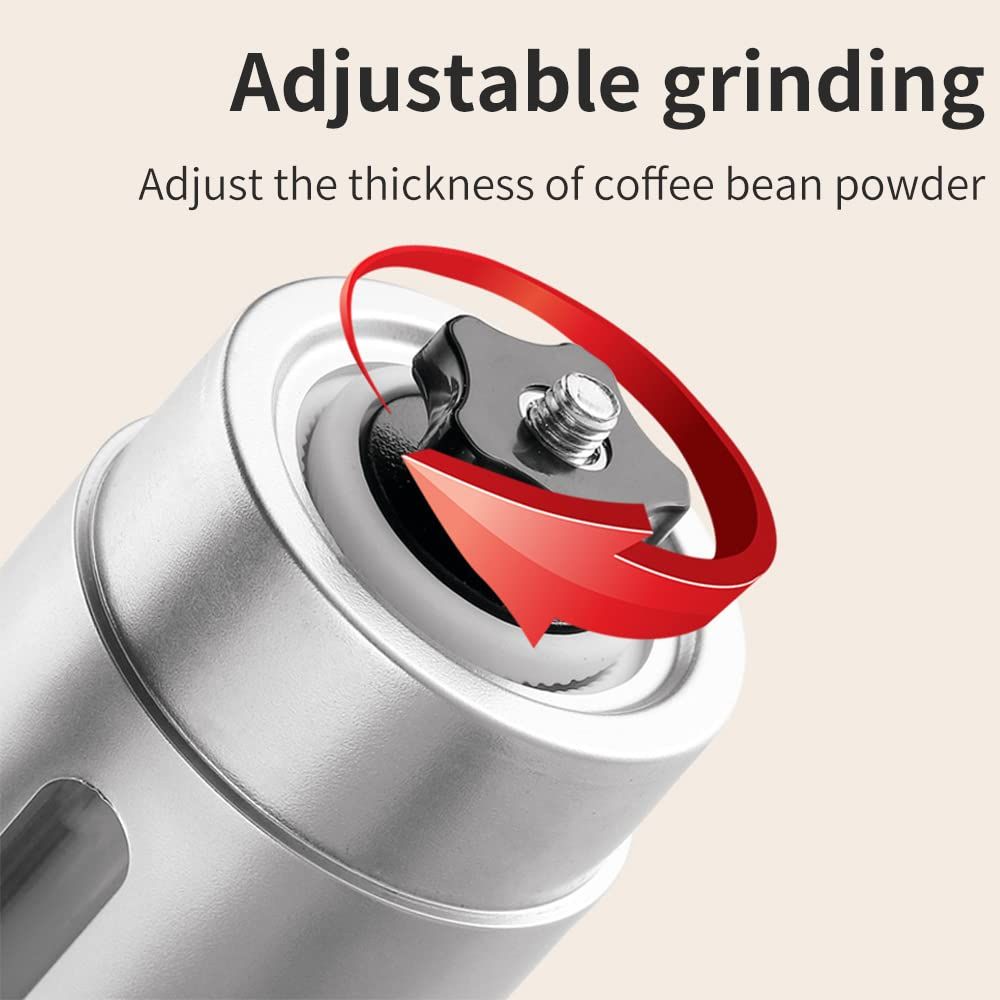 Manual Coffee Grinder, Stainless Steel Hand Coffee Grinder with Conical Burr, Portable Straight handle Coffee Bean Grinder