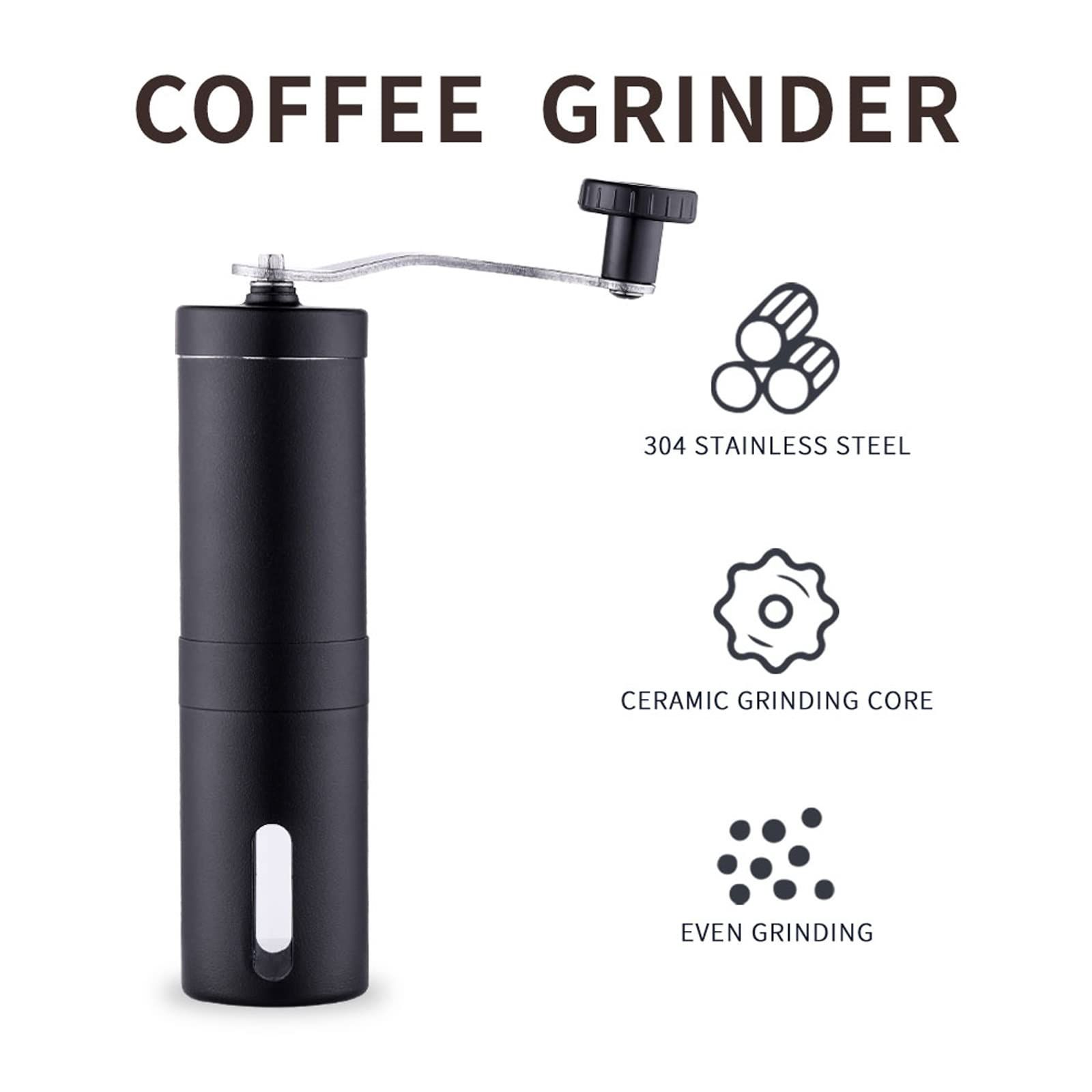 Manual Coffee Grinder, Manual Coffee Maker, Hand Coffee Grinder, Portable Coffee Grinder with Adjustable Settings，Black