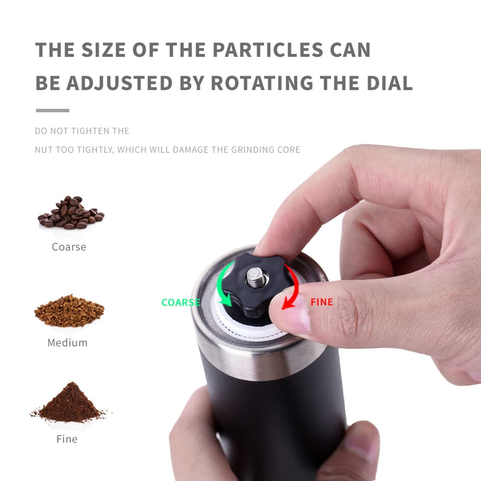 Manual Coffee Grinder, Manual Coffee Maker, Hand Coffee Grinder, Portable Coffee Grinder with Adjustable Settings，Black