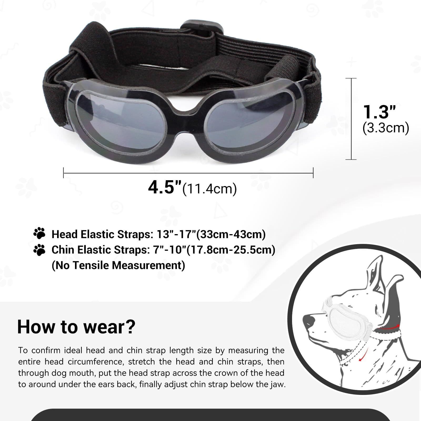 Dog Goggles Small Breed UV Lens Doggy Sunglasses for Small Dogs Eyes Protection Outdoor Antifogging Snowproof Bright Black