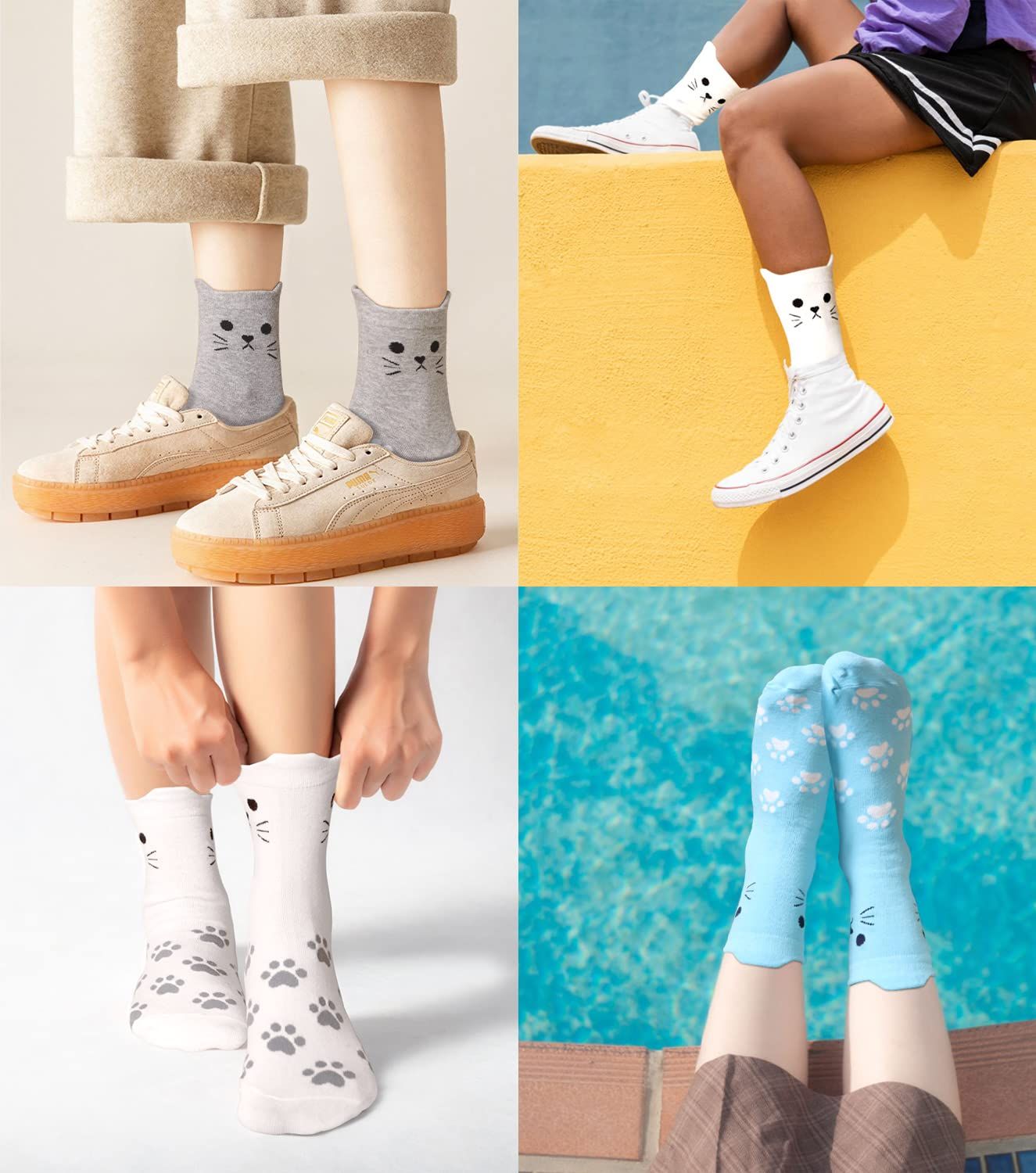 5 Pairs Cat Socks Women,Animal Cute Socks for Women,Christmas Gifts for Cat Lovers durable and will keep your feet comfortable