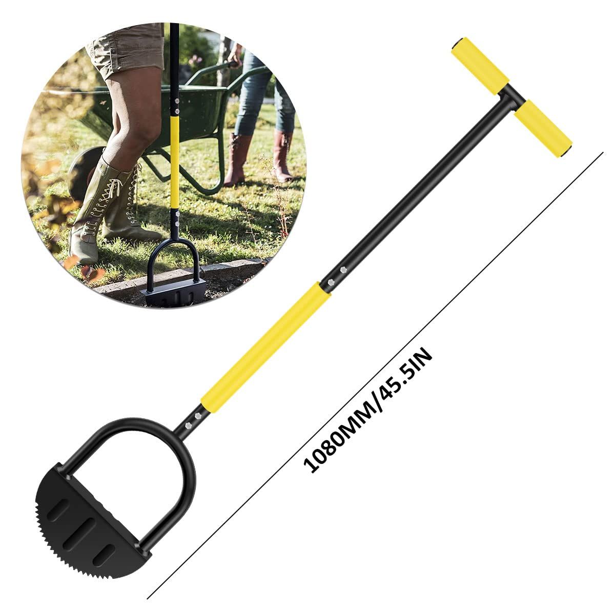 Edger Lawn Tool Garden Edger Half Moon Saw-Tooth Hand Edger Ergonomic Manual Lawn Step Edger with Long Handle Landscaping