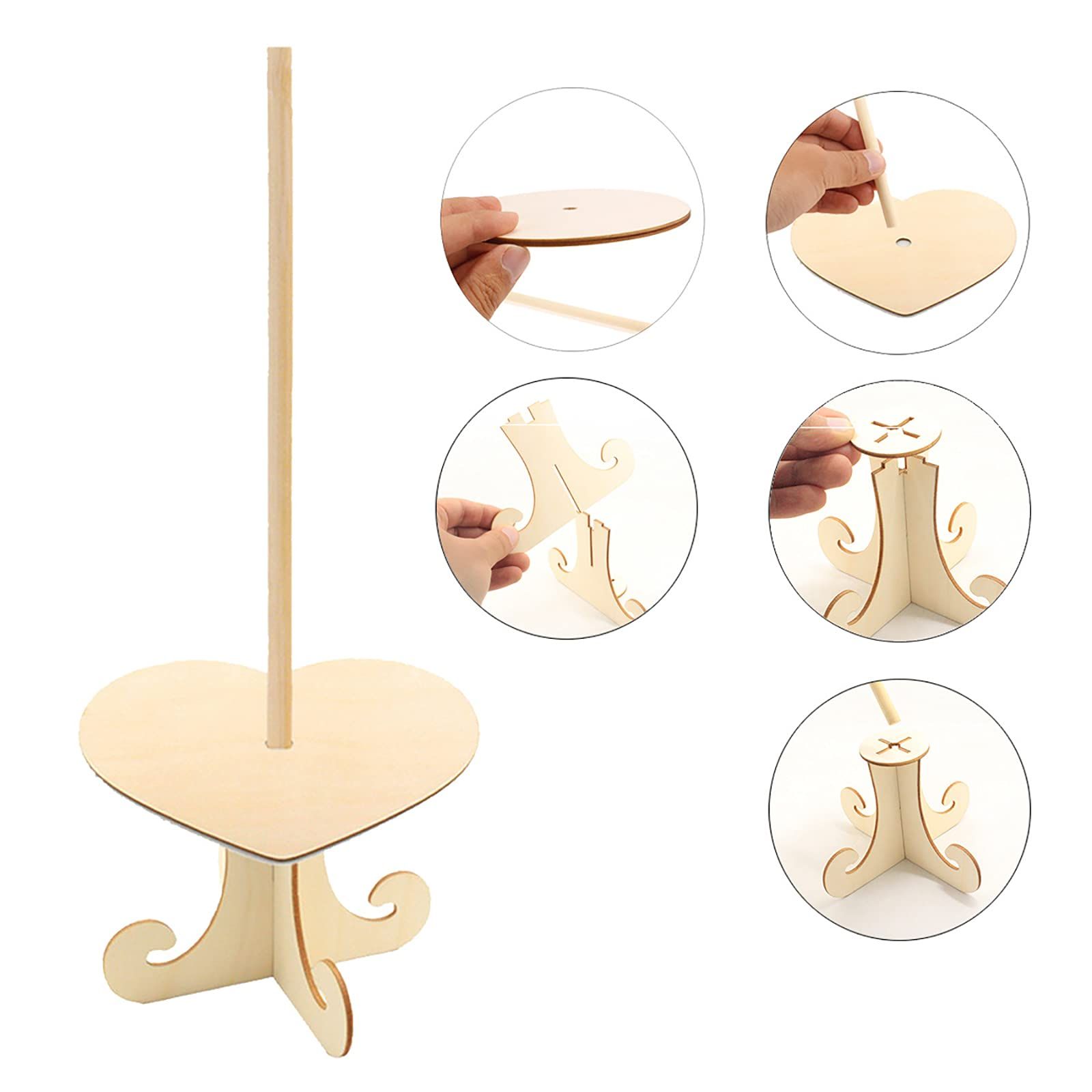 Wooden Donut Display Doughnuts Stands Wood Donut Stand Holder for Birthday Wedding Party Cake Decor 3Pack Heart